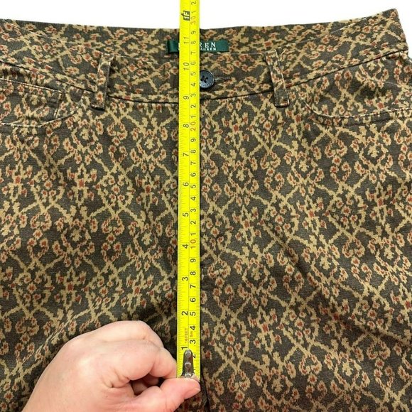 Lauren Ralph Lauren Brown Pattern Slim Straight Leg Pants Womens 8 - Picture 5 of 6